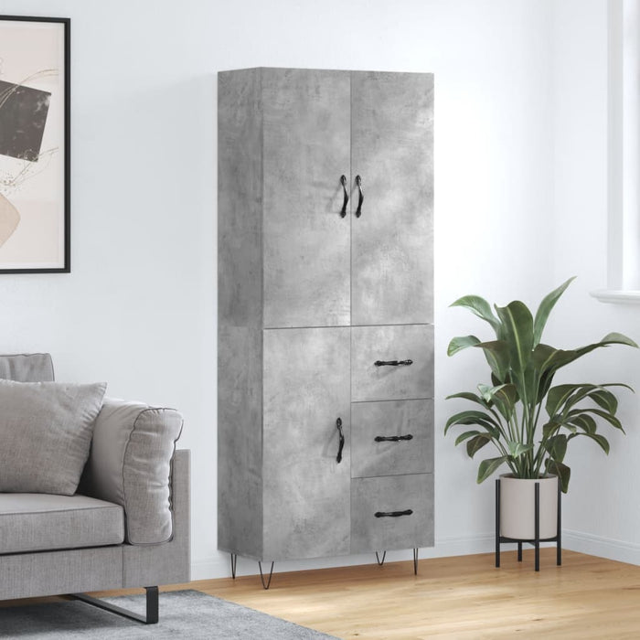 Dulap înalt, gri beton, 69,5x34x180, lemn compozit WALTI