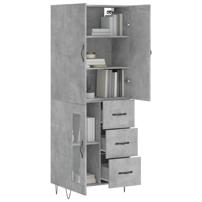 Dulap înalt, gri beton, 69,5x34x180, lemn compozit WALTI