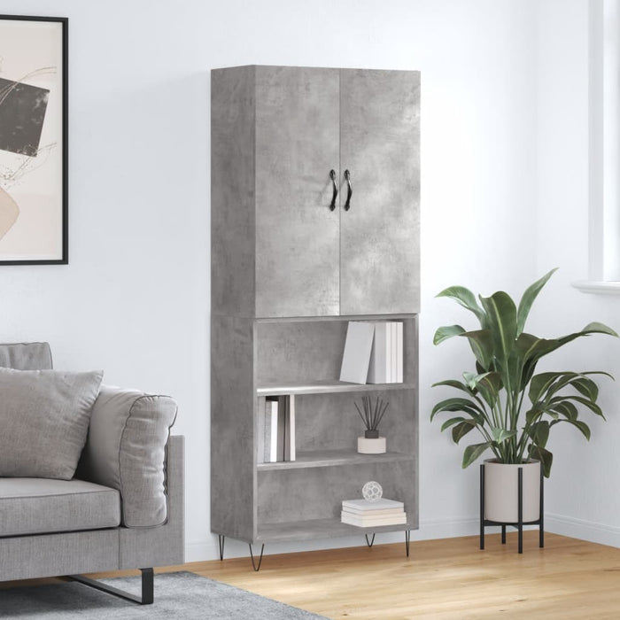 Dulap înalt, gri beton, 69,5x34x180, lemn compozit WALTI