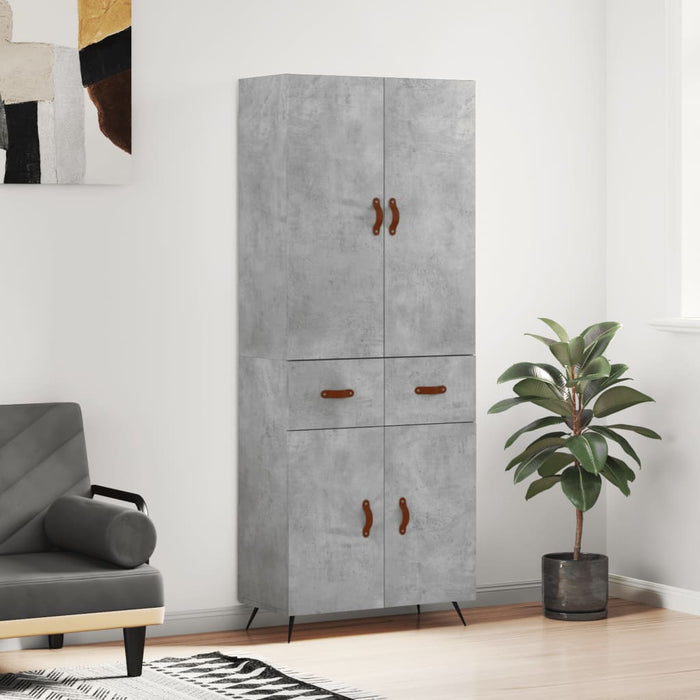 Dulap înalt, gri beton, 69,5x34x180, lemn compozit WALTI