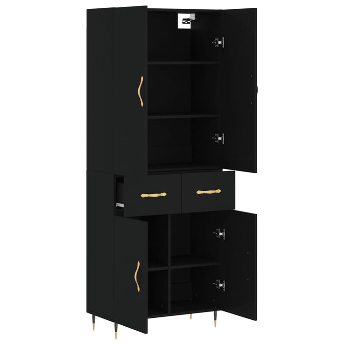 Dulap înalt, negru, 69,5x34x180 cm, lemn compozit WALTI