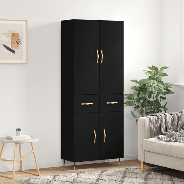 Dulap înalt, negru, 69,5x34x180 cm, lemn compozit WALTI