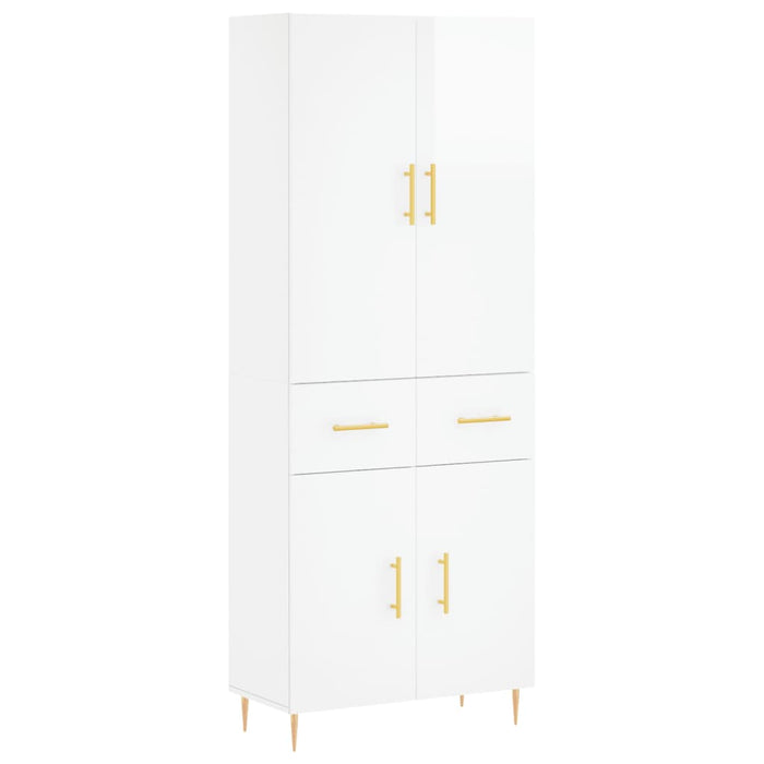 Dulap înalt, alb extralucios, 69,5x34x180 cm, lemn compozit WALTI