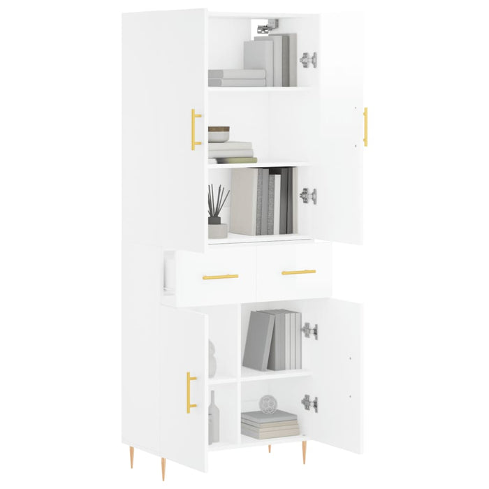 Dulap înalt, alb extralucios, 69,5x34x180 cm, lemn compozit WALTI
