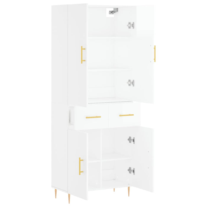 Dulap înalt, alb extralucios, 69,5x34x180 cm, lemn compozit WALTI