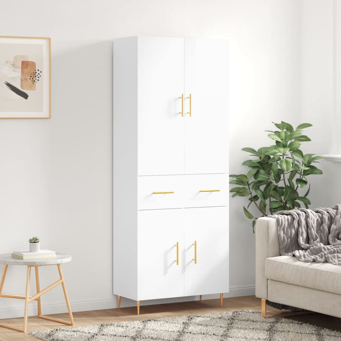 Dulap înalt, alb extralucios, 69,5x34x180 cm, lemn compozit WALTI