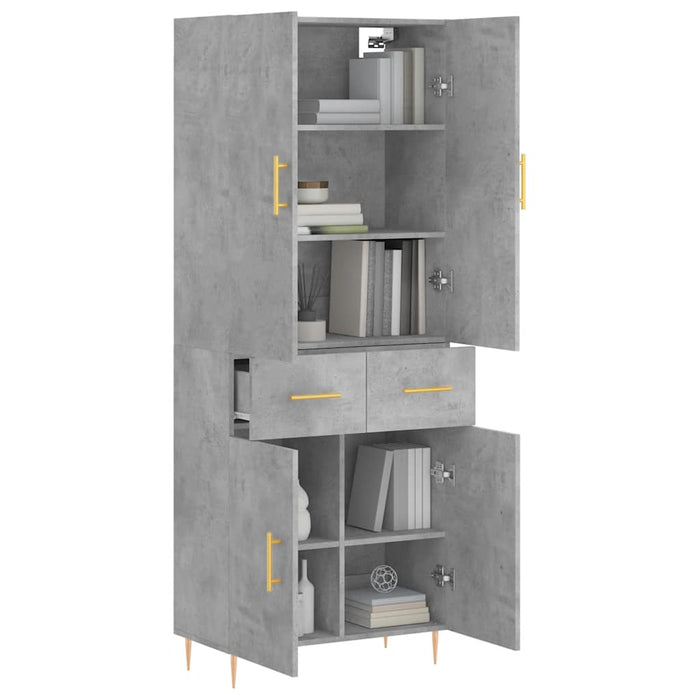 Dulap înalt, gri beton, 69,5x34x180, lemn compozit WALTI