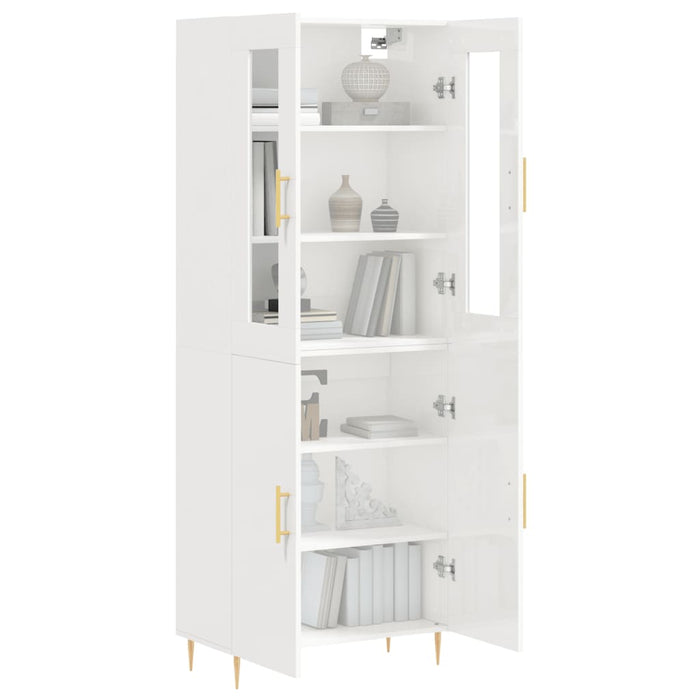 Dulap înalt, alb extralucios, 69,5x34x180 cm, lemn compozit WALTI