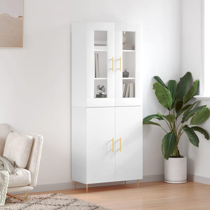 Dulap înalt, alb extralucios, 69,5x34x180 cm, lemn compozit WALTI