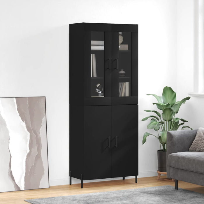 Dulap înalt, negru, 69,5x34x180 cm, lemn compozit WALTI