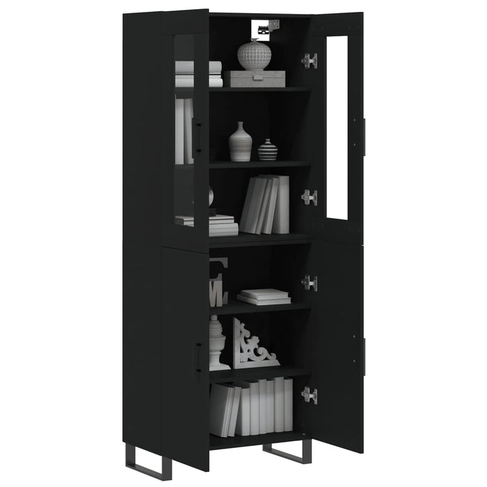 Dulap înalt, negru, 69,5x34x180 cm, lemn compozit WALTI