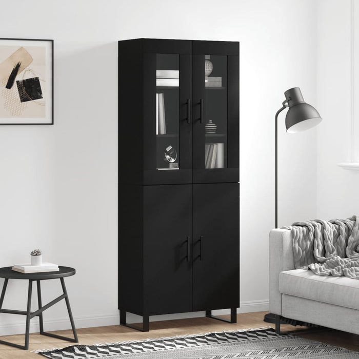 Dulap înalt, negru, 69,5x34x180 cm, lemn compozit WALTI