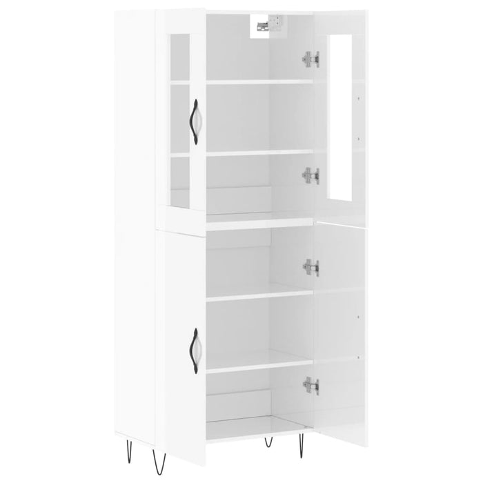 Dulap înalt, alb extralucios, 69,5x34x180 cm, lemn compozit WALTI