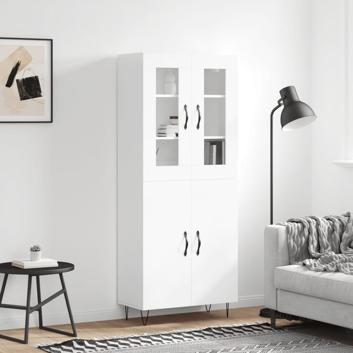 Dulap înalt, alb extralucios, 69,5x34x180 cm, lemn compozit WALTI