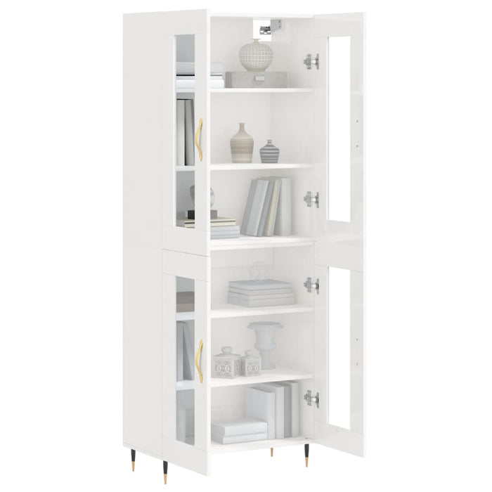 Dulap înalt, alb extralucios, 69,5x34x180 cm, lemn compozit WALTI