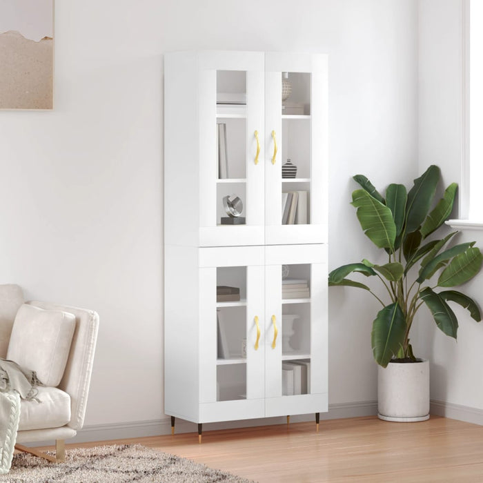 Dulap înalt, alb extralucios, 69,5x34x180 cm, lemn compozit WALTI