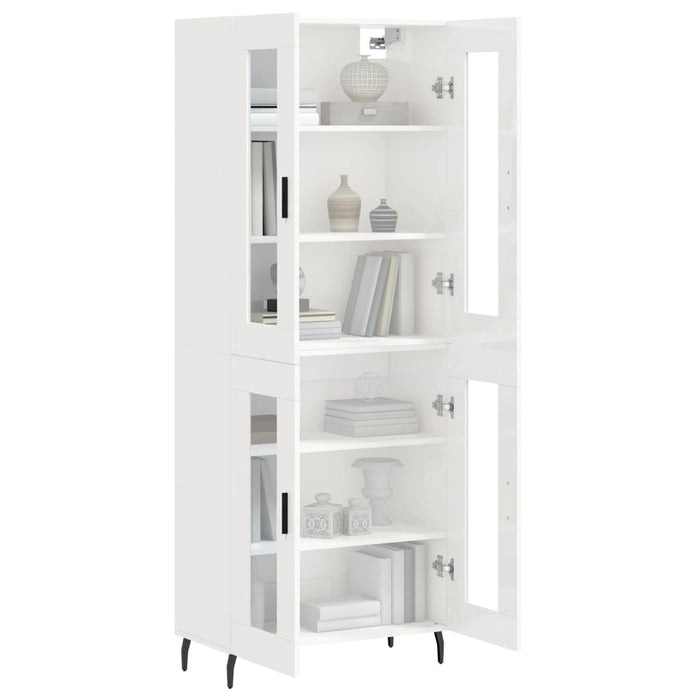 Dulap înalt, alb extralucios, 69,5x34x180 cm, lemn compozit WALTI