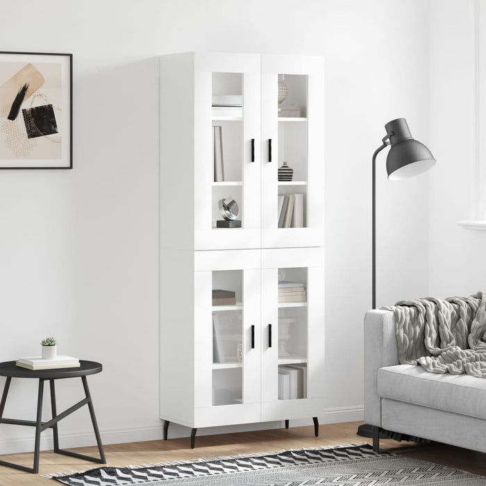 Dulap înalt, alb extralucios, 69,5x34x180 cm, lemn compozit WALTI