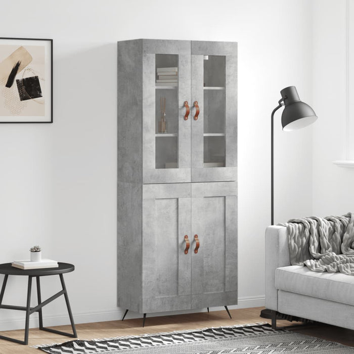 Dulap înalt, gri beton, 69,5x34x180, lemn compozit WALTI