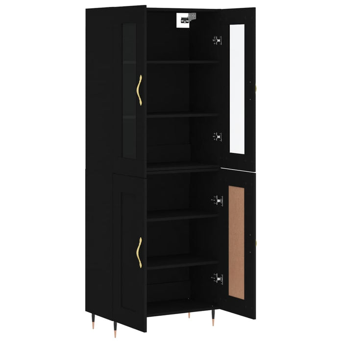 Dulap înalt, negru, 69,5x34x180 cm, lemn compozit WALTI