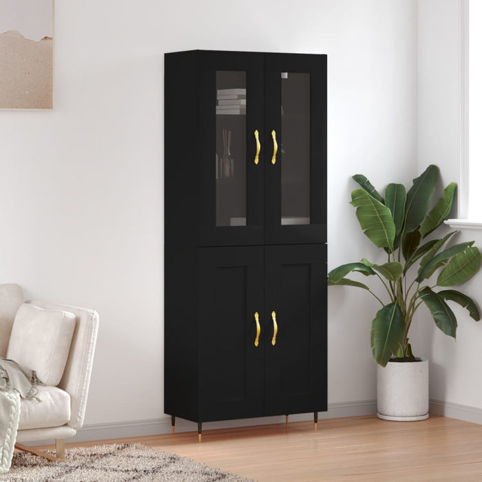 Dulap înalt, negru, 69,5x34x180 cm, lemn compozit WALTI