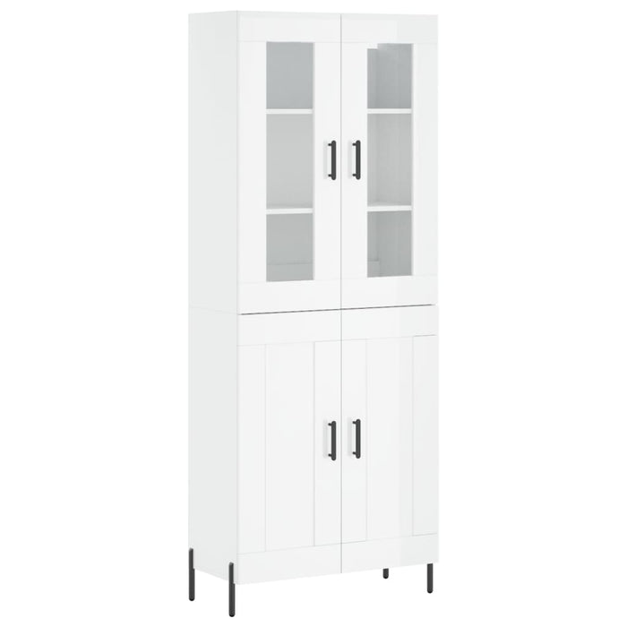 Dulap înalt, alb extralucios, 69,5x34x180 cm, lemn compozit WALTI