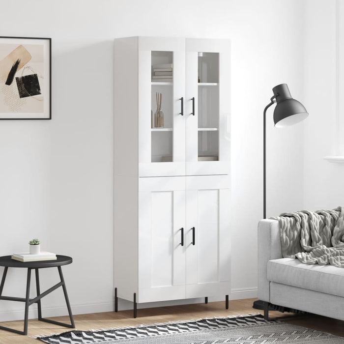 Dulap înalt, alb extralucios, 69,5x34x180 cm, lemn compozit WALTI