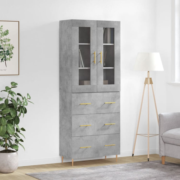 Dulap înalt, gri beton, 69,5x34x180, lemn compozit - WALTI WALTI