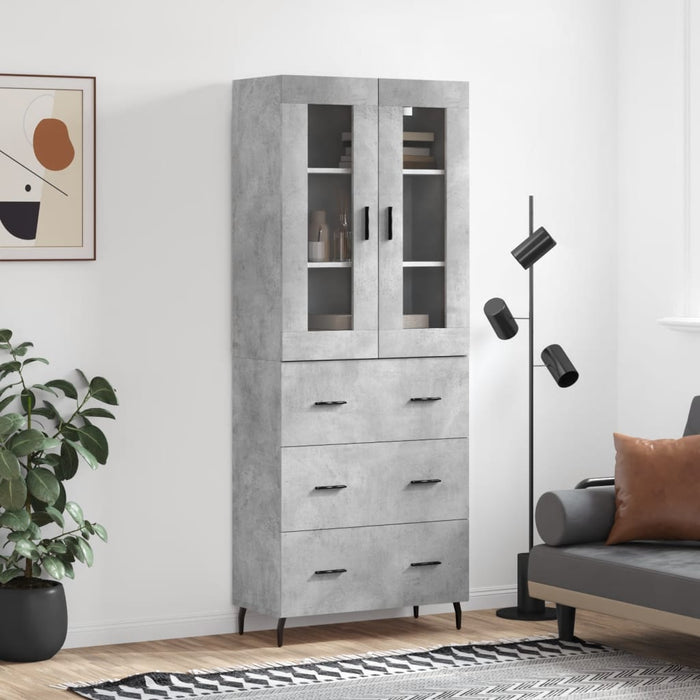 Dulap înalt, gri beton, 69,5x34x180, lemn compozit - WALTI WALTI