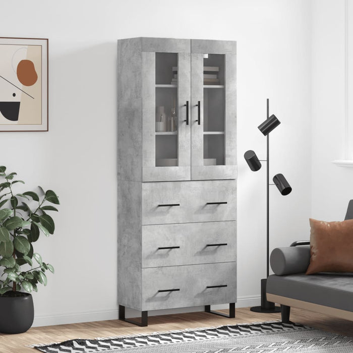 Dulap înalt, gri beton, 69,5x34x180, lemn compozit WALTI