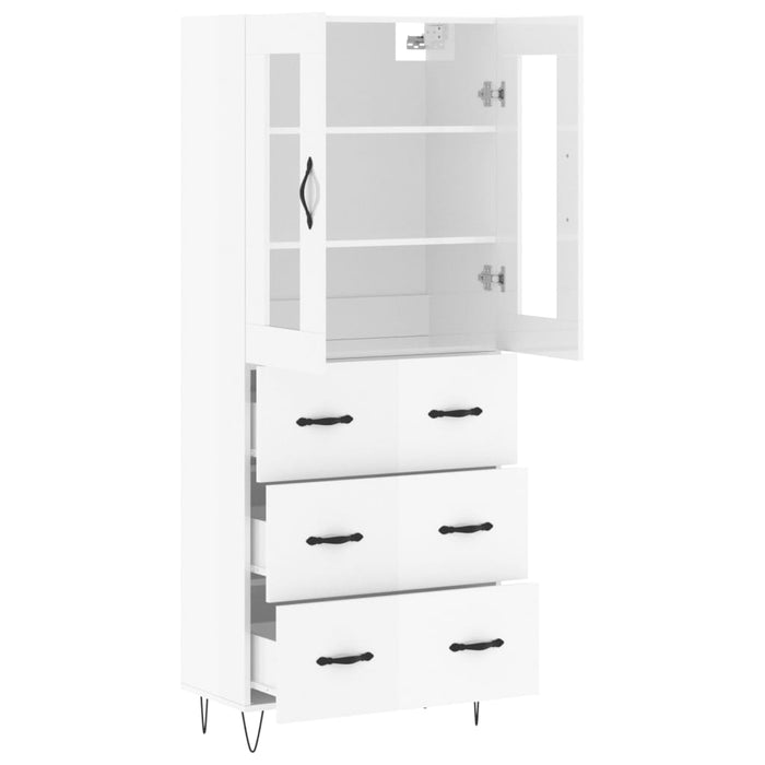 Dulap înalt, alb extralucios, 69,5x34x180 cm, lemn compozit WALTI