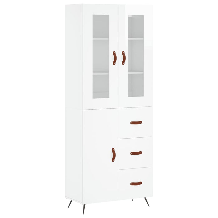 Dulap înalt, alb extralucios, 69,5x34x180 cm, lemn compozit WALTI
