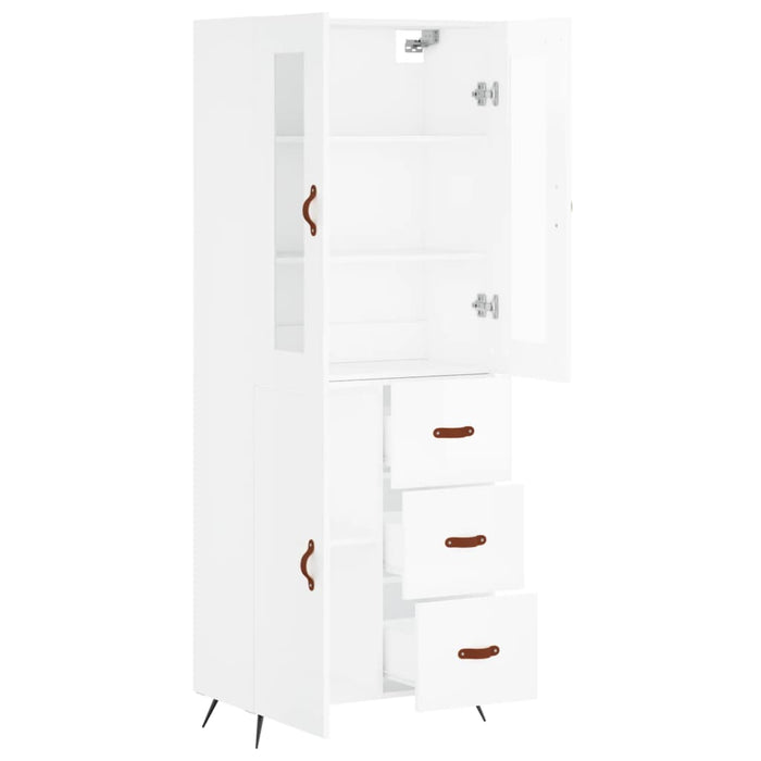 Dulap înalt, alb extralucios, 69,5x34x180 cm, lemn compozit WALTI
