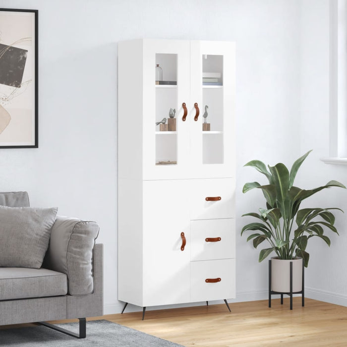 Dulap înalt, alb extralucios, 69,5x34x180 cm, lemn compozit WALTI