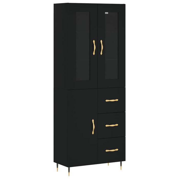 Dulap înalt, negru, 69,5x34x180 cm, lemn compozit WALTI