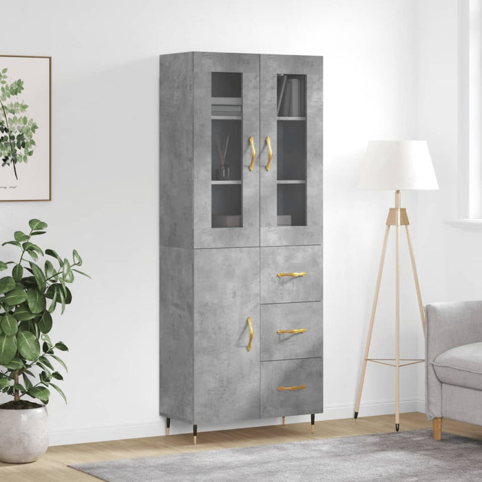 Dulap înalt, gri beton, 69,5x34x180, lemn compozit - WALTI WALTI