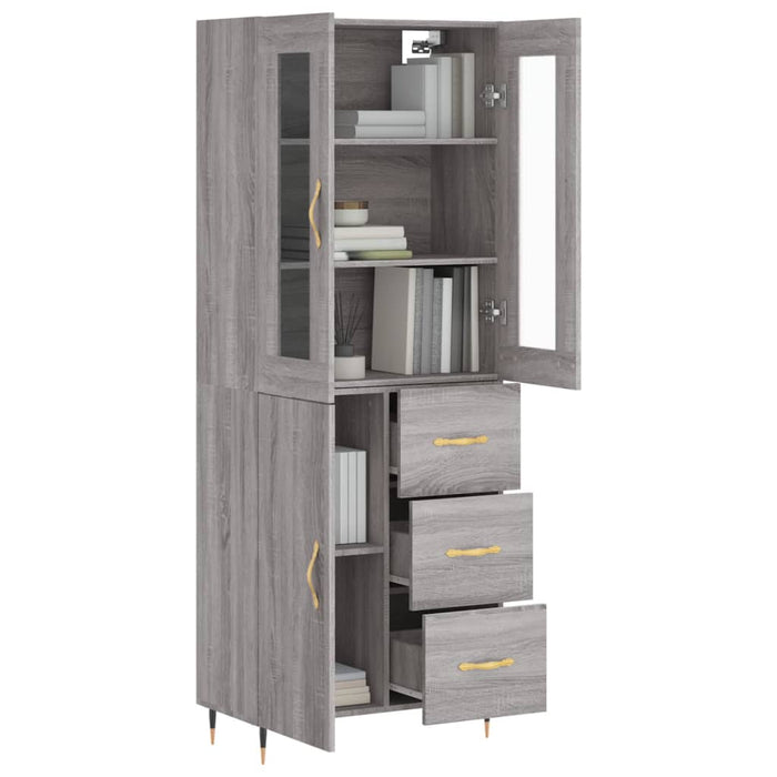 Dulap înalt, gri sonoma, 69,5x34x180 cm, lemn compozit WALTI