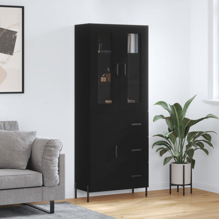 Dulap înalt, negru, 69,5x34x180 cm, lemn compozit WALTI
