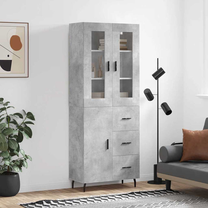Dulap înalt, gri beton, 69,5x34x180, lemn compozit - WALTI WALTI
