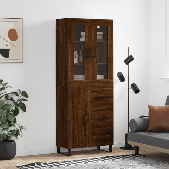 Dulap înalt, stejar maro, 69,5x34x180 cm, lemn compozit WALTI
