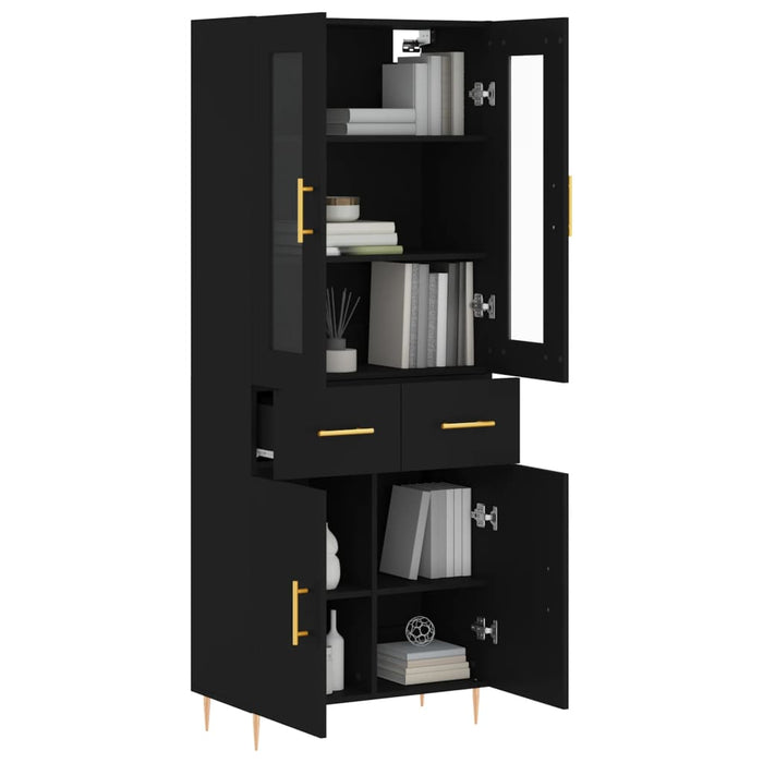 Dulap înalt, negru, 69,5x34x180 cm, lemn compozit WALTI