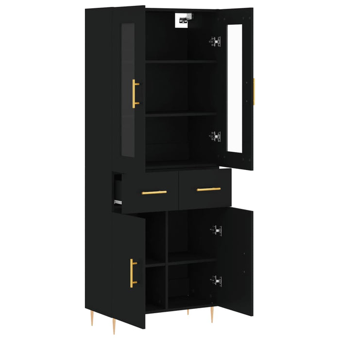 Dulap înalt, negru, 69,5x34x180 cm, lemn compozit WALTI