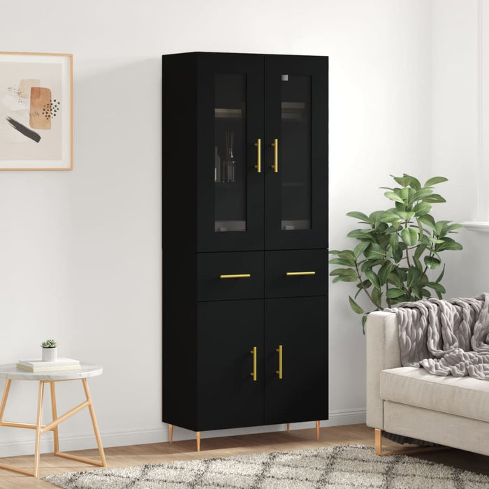 Dulap înalt, negru, 69,5x34x180 cm, lemn compozit WALTI