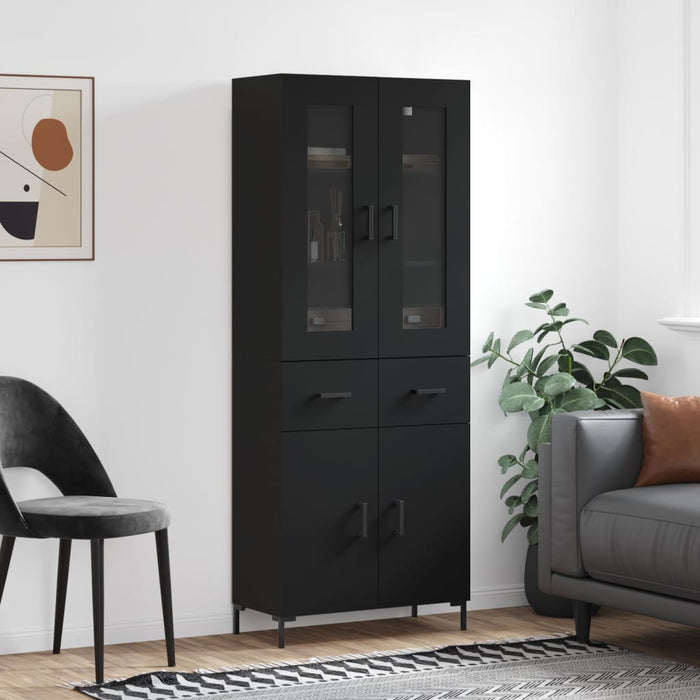 Dulap înalt, negru, 69,5x34x180 cm, lemn compozit WALTI