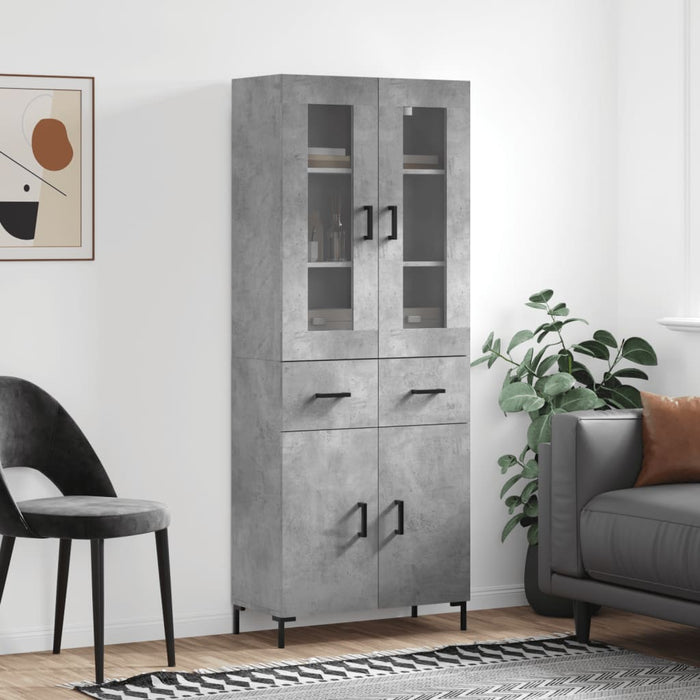 Dulap înalt, gri beton, 69,5x34x180, lemn compozit - WALTI WALTI