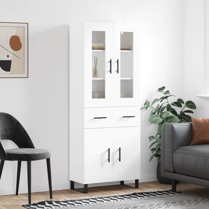 Dulap înalt, alb extralucios, 69,5x34x180 cm, lemn compozit WALTI