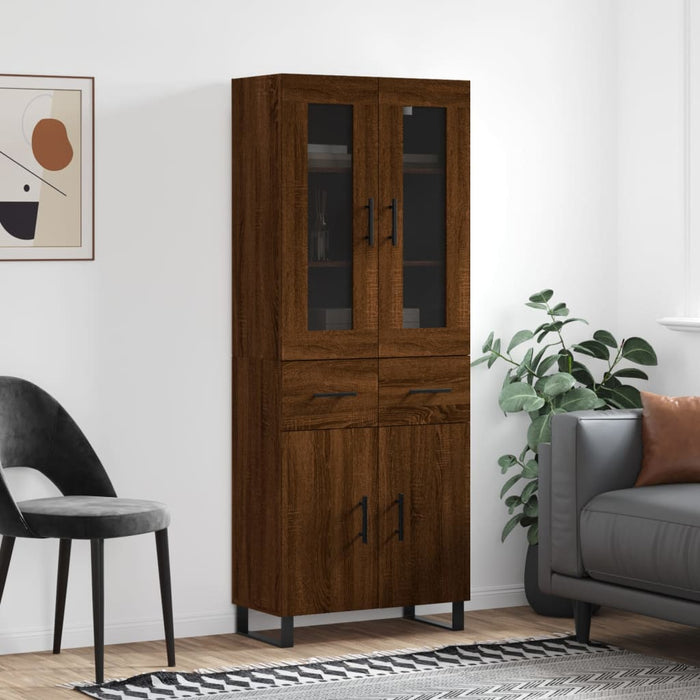 Dulap înalt, stejar maro, 69,5x34x180 cm, lemn compozit WALTI