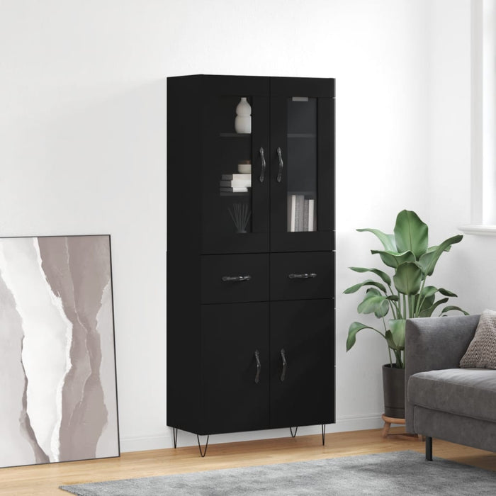 Dulap înalt, negru, 69,5x34x180 cm, lemn compozit WALTI