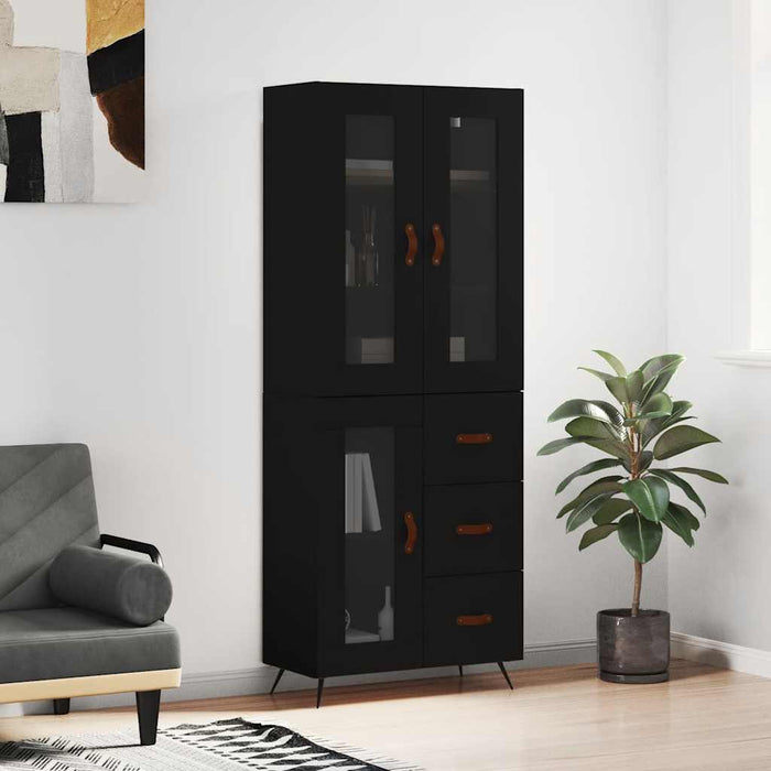Dulap înalt, negru, 69,5x34x180 cm, lemn compozit WALTI