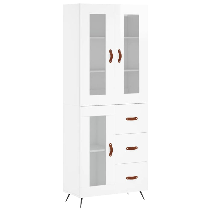 Dulap înalt, alb extralucios, 69,5x34x180 cm, lemn compozit WALTI